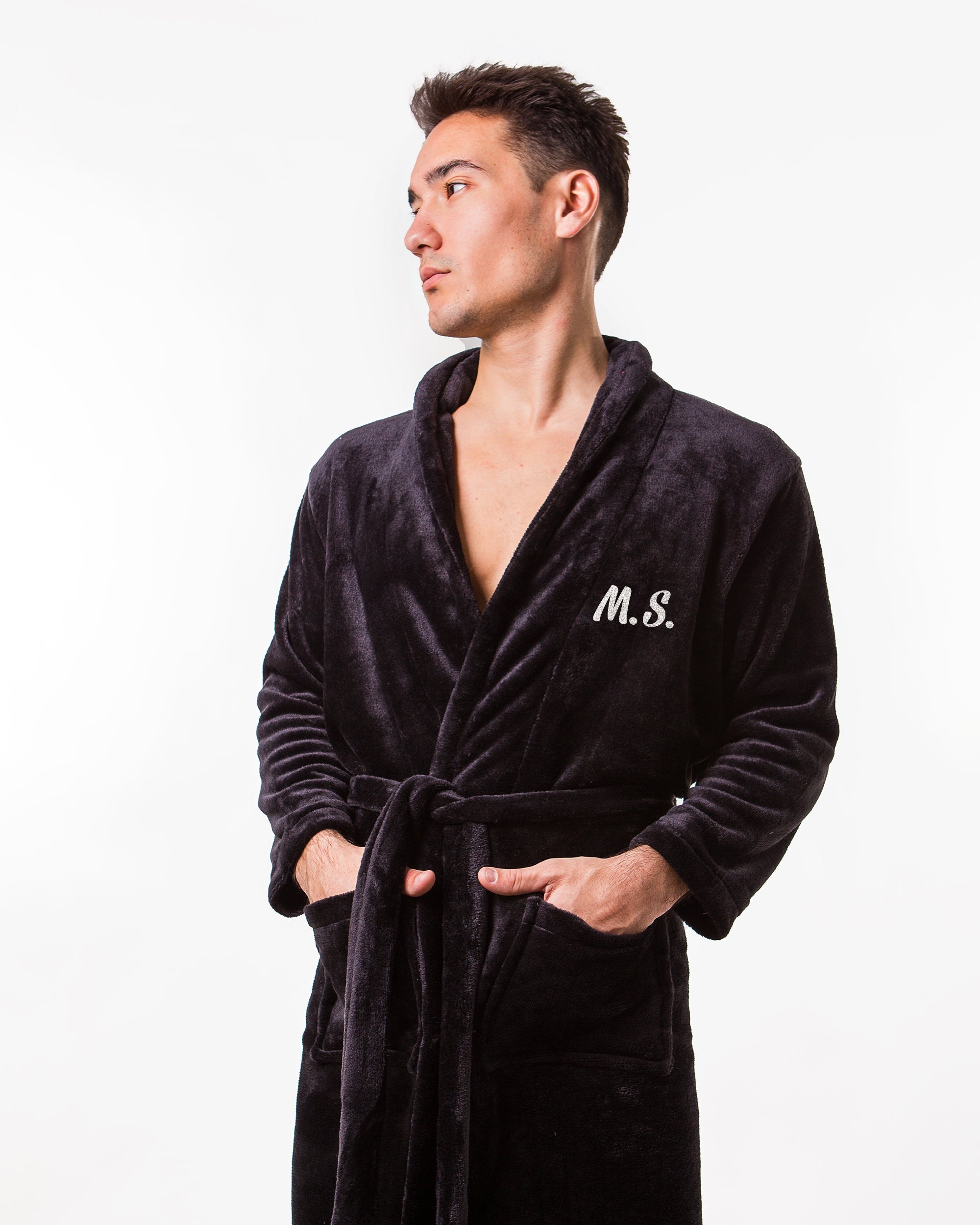 Waffled dressing gown - Black - Men | H&M IN